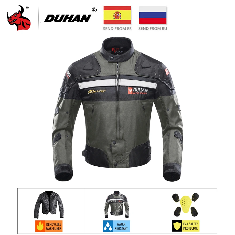 

DUHAN Windproof Motorcycle Racing Suit Protective Gear Armor Motorcycle Jacket+Motorcycle Pants Hip Protector Moto Clothing Set