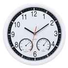 Современные часы с термометром и дисплеем влажности, бесшумные настенные часы для дома и кухни, настенные часы с белым измерителем, 24,4x3,5 см (без батареи)