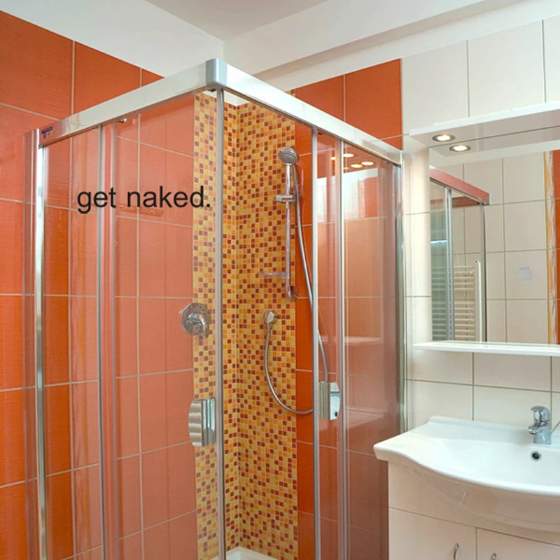 Виниловая наклейка JJRUI GET NAKED wall домашний декор для ванной комнаты стекло душа 21