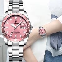 luxury ladies watch 2021 stainless steel waterproof watches women fashion watch pink blue green dial women watch free shipping