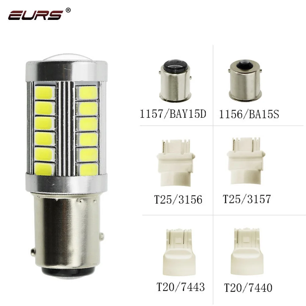 EURS 20 шт. Универсальный 1157 BAY15D 1156 Ba15s 33SMD T20 7440 7443 супер яркий светодиодный