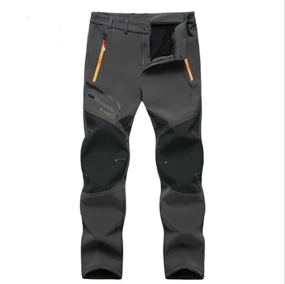 MEN GREY SAENSHING мужские зимние рыболовные водонепроницаемые походные флисовые брюки для пеших прогулок и восхождений на горы лыжные штаны из флиса для путешествий - Цвет: MEN GREY