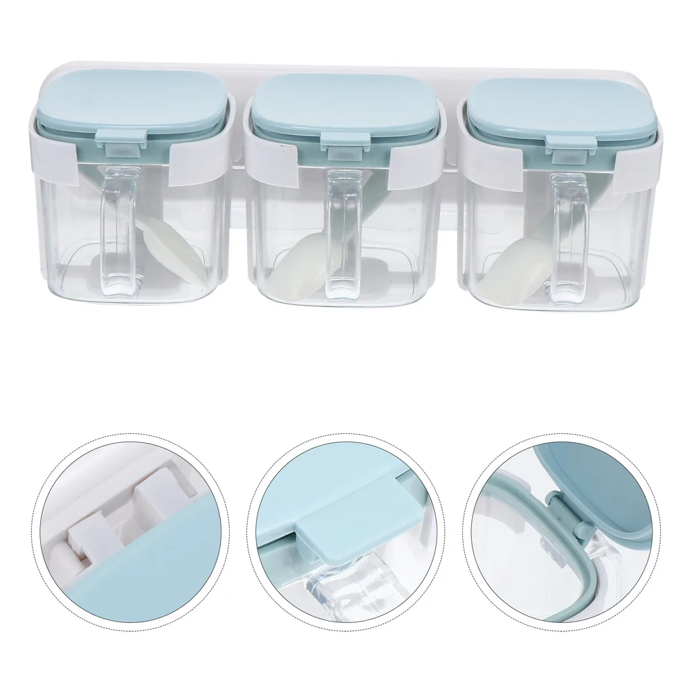 

3pcs Seasoning Container Spice Jars with 3 Spoons and Hanging Rack