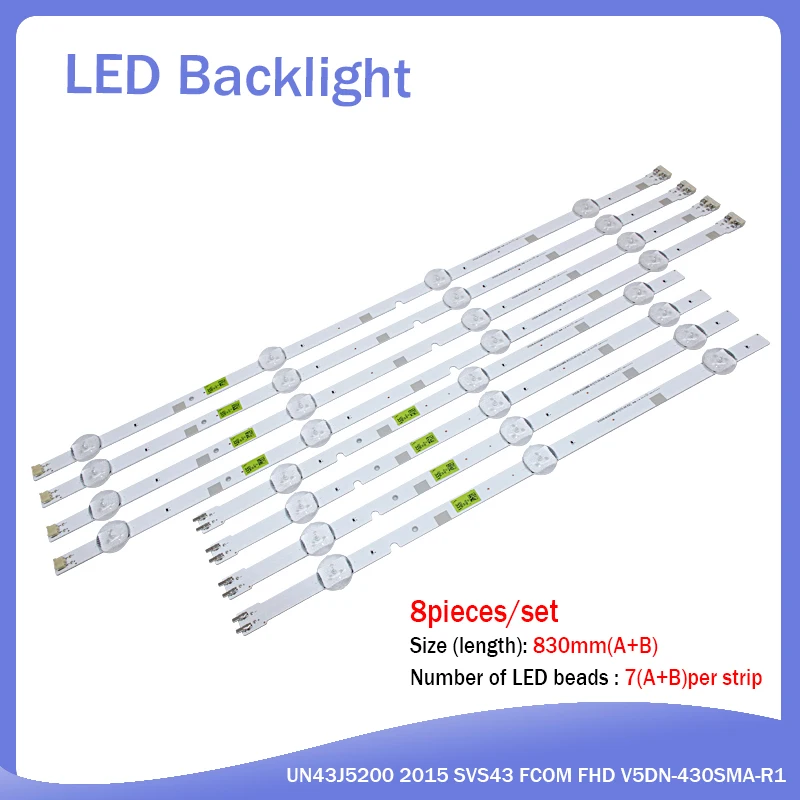 New 5set=40pcs LED Strip for Samsung UN43J5200 2015 SVS43 FCOM FHD V5DN-430SMA-R1 V5DN-430SMB-R1 BN96-37294A 37295A BN96-38878A