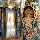 Роскошная Европейская занавеска deluxe затенение спальня позолоченная синяя утолщенная фланелевая роскошная атмосфера гостиная вилла
