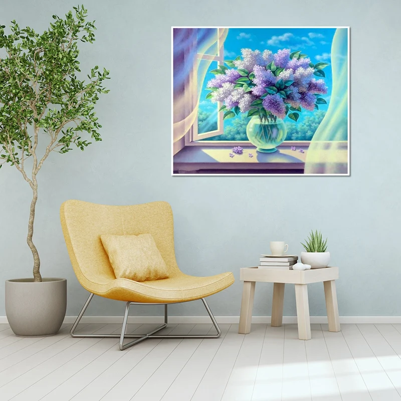 Набор для рисования с круглыми камнями и полотном полный алмазная живопись набор