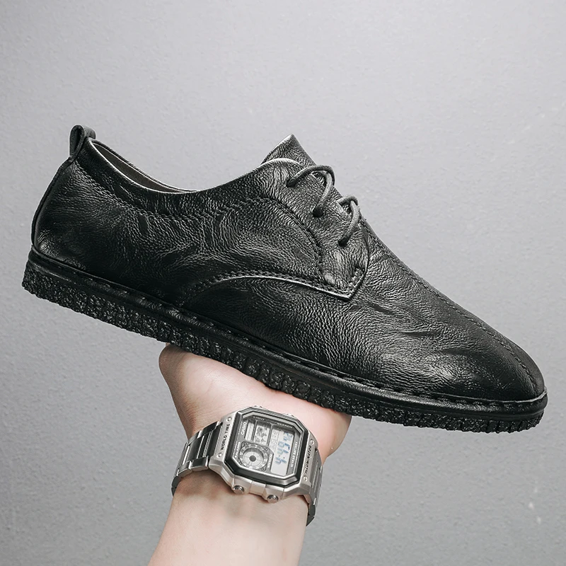 

Men's Leather Shoes Quality Fashion British Oxford Shoes Moccasin Comfortable Casual Shoes Outdoor Trend Men Low-Top Shoes