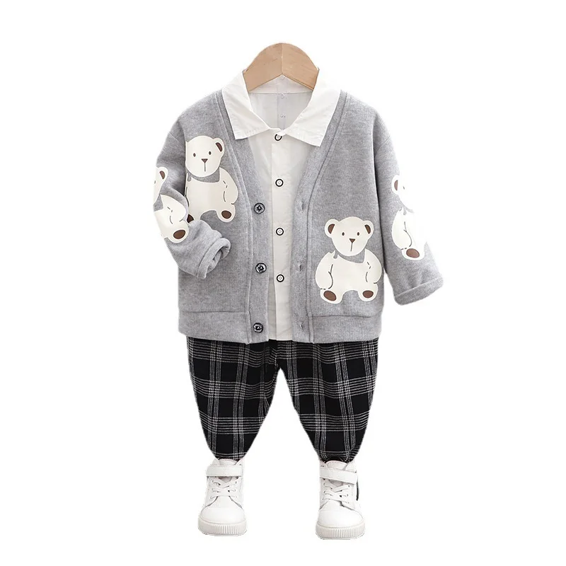 

Spring Children Girls Fashion Clothes Baby Boys Cartoon Jacket Shirt Pants 3Pcs/sets Autumn Kids Infant Casual Cotton Sportswear