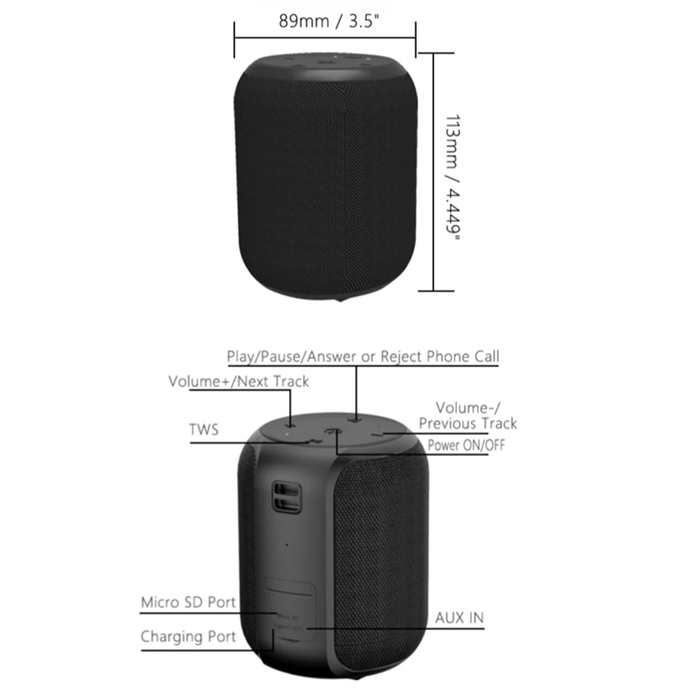Мини Bluetooth динамик профессиональные беспроводные водонепроницаемы переносной TWS