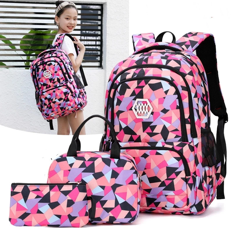 School Supplies for Teenagers Girl Orthopedic Satchel 3Pcs Child Girls Boys Primary Grades 1-3-6 FASHION Backpack Set Schoolbag