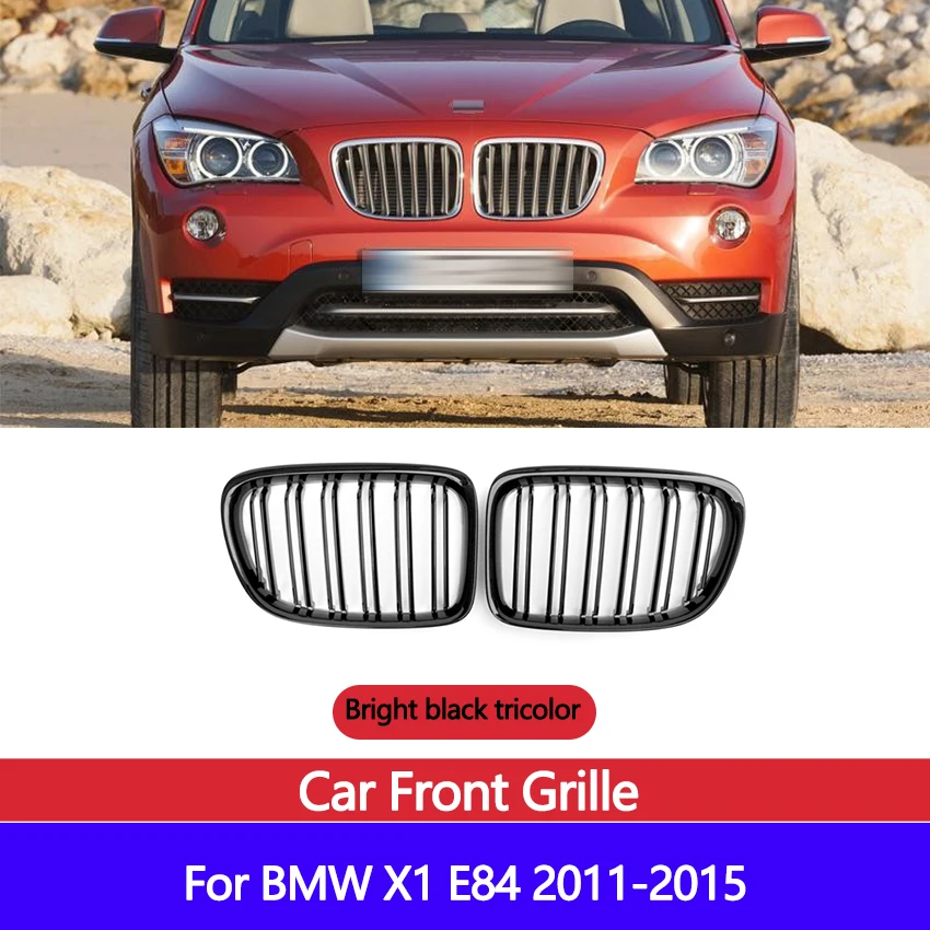 

Передняя решетка радиатора, бампер, яркий черный двойной гриль, подходит для BMW X1 E84 2011-2015, автомобильные аксессуары, запасная часть