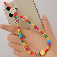 2021 new hot sale acrylic fruit beads cord for mobile phone candy string wristband colorful fruit crystal chain for women