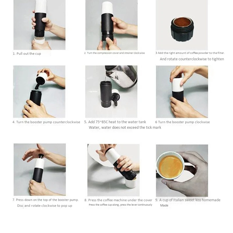 

Mini Hand Pressure Portable Capsules Coffee Machine Cooking Cup Manual 21 Bar Italian Espresso Maker Extraction Pot