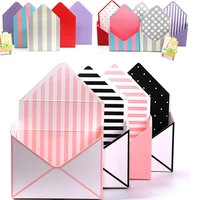 romantic envelope stripe flower bouquet paper packing box holder florist gift large capacity eco friendly portable packing box