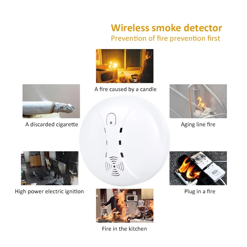 

Wireless Fire Protection Smoke Detector Portable Smoke Alarm Sensor for 433MHz WIFI GSM Office Home Security Fire Alarm System