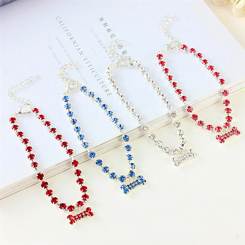 

Bling Rhinestone Pet Necklace Cat Jewelry Fashion Bone Pendant Cat and Dog Accessories Pet Collar Kitten and Puppy Supplies