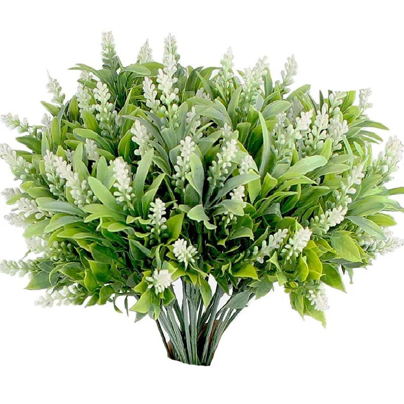 6 Packs of Fake Green Shrub Plants Outdoor Plastic Flowers Garden Terrace Farm Decoration | Дом и сад