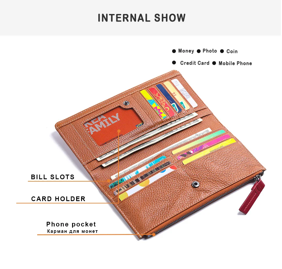 

Designer Brand Fashion Women Wallets Long Genuine Leather Wallet Purse Ladies 2 Fold Card Holder Billfold Zipper Phone Pouch New