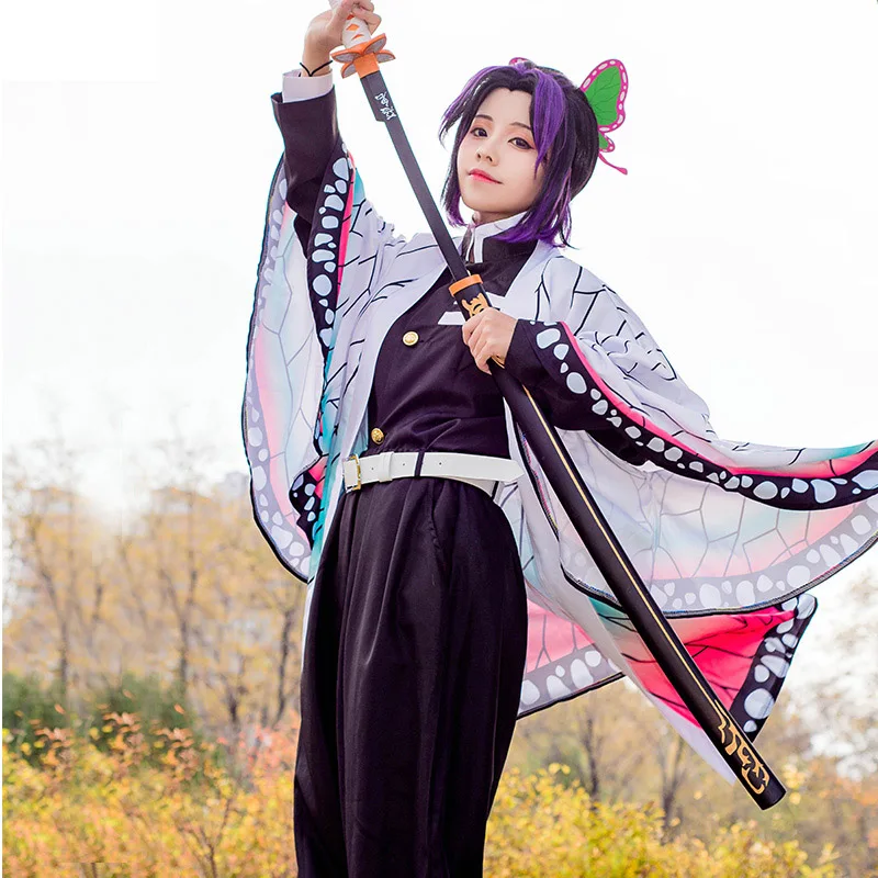 Аниме Devil's Blade Demon Slayer косплей костюм Kimetsu No Yaiba Kochou Shinobu женская одежда кимоно