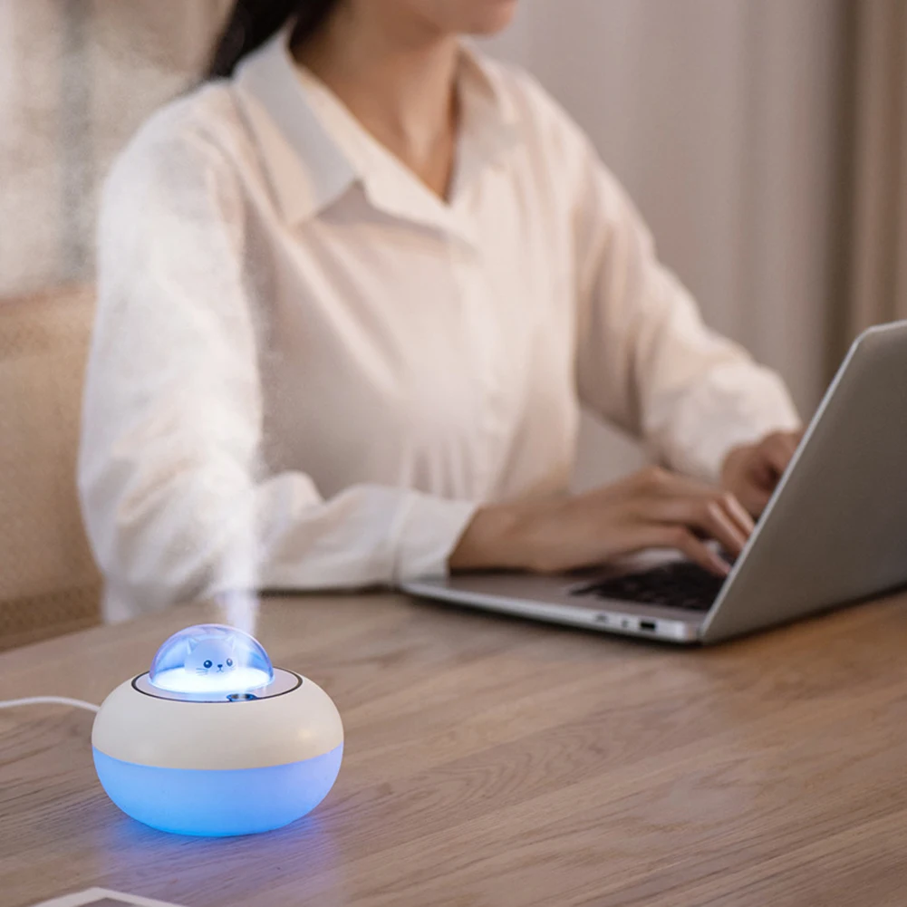 

USB Cute Cat Night Light Home Table Mini Air Humidifier Essential Oil Aroma Diffuser Large Capacity Air Purifier Home Ornament