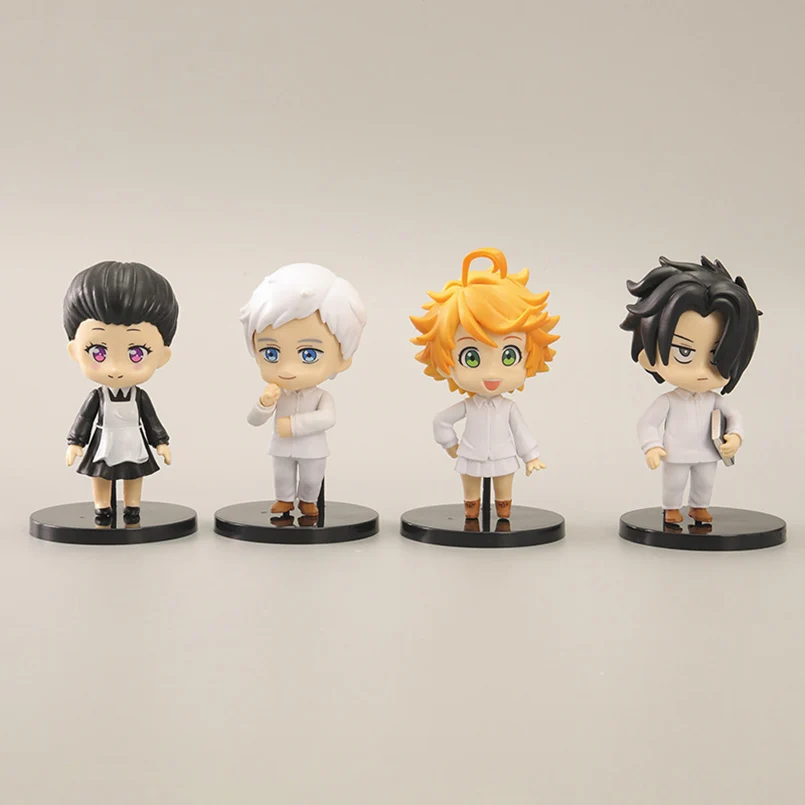 

4pcs Q version CloverWorks Figure Emma Norman Ray Don PVC Action Figure model toys Collectible model toys kid gift