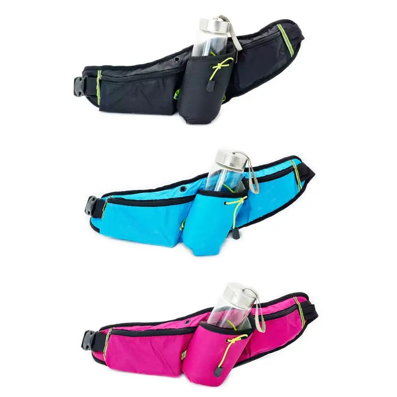 

Hiking Solid Color Waist Pack Bum Bag with Bottle Holder Texture Mobile Phone XXUF