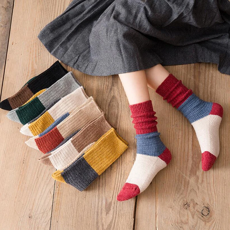 

Women Socks 2021 Autumn New Socks Fashion Patchwork Cotton Preppy Style Happy Casual Deodorant Socks Female Socks High Quality