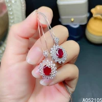 kjjeaxcmy fine jewelry 925 sterling silver inlaid natural ruby women vintage exquisite flower gem pendant necklace support detec