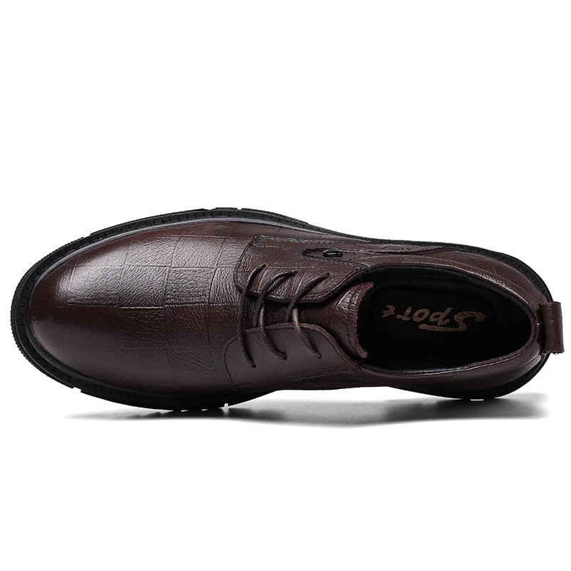 CLAXNEO Man Oxfords Genuine Leather 2020 Spring Male Dress Shoes High Increase clax Men's Derby Footwear Brand Big Size | Обувь