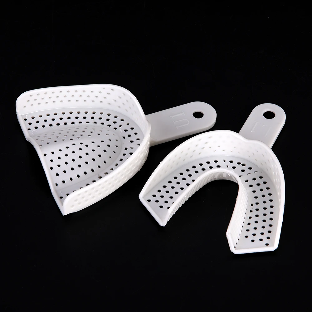 10 шт зубные оттискные ложки Пластик материалы верхний и нижний держатель зубьев