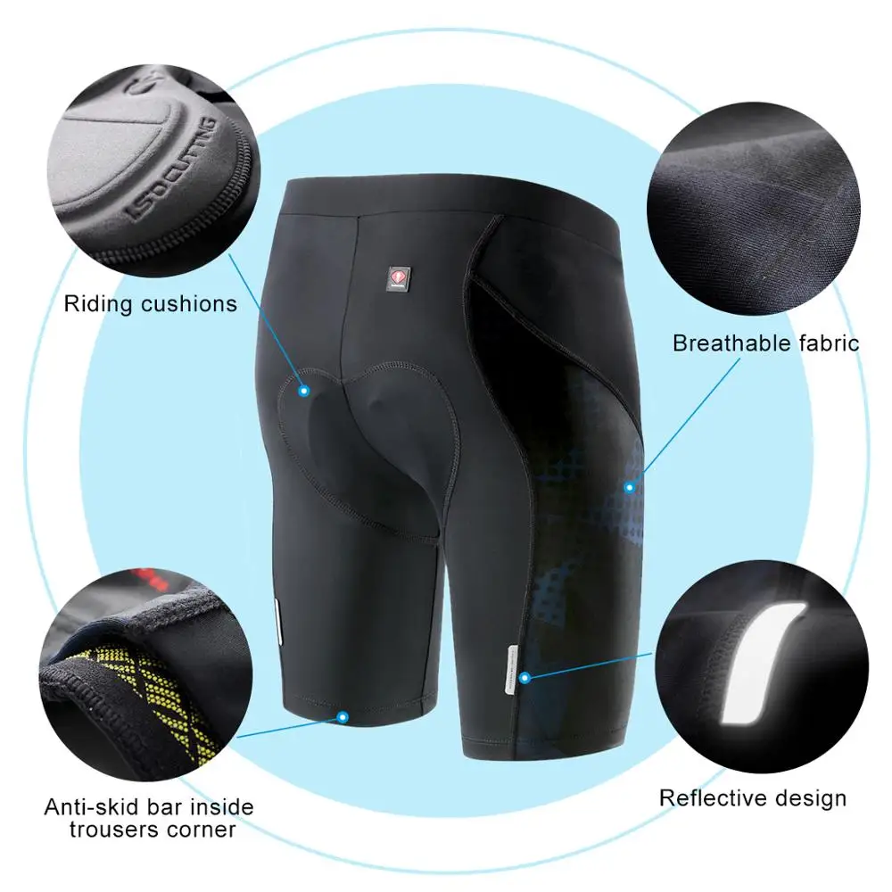 Велосипедные шорты Santic мужские дышащее светоотражающее нижнее белье с мягкими