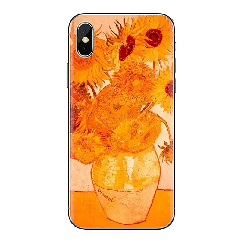 Чехол из ТПУ для iPhone XS Max XR X 4 4s 5 5S 5C SE 6 6S 7 8 Plus samsung Galaxy J1 J3 J5 J7 A3 A5 Van Gogh Sunflowers масляная