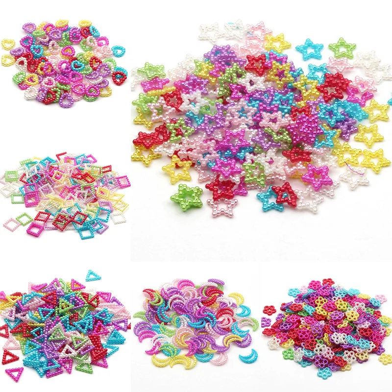 100 шт. акриловые бусины для скрапбукинга в форме сердца звезды Луны квадрата