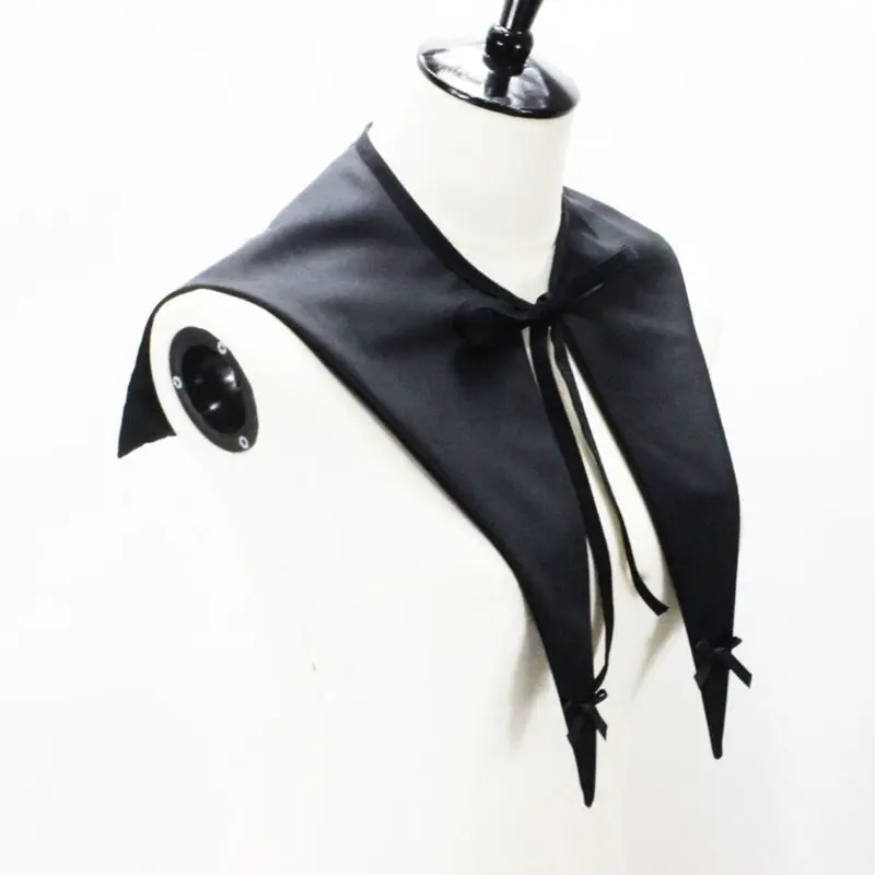 Vintage Gothic Women Detachable Black False Collar Pointed Triangle Bow Neckwear B95F |