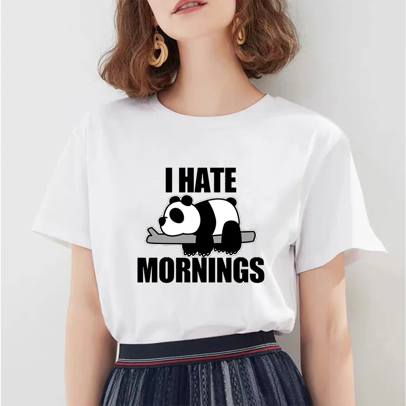 New Summer Tshirt Personality Fashion T Shirt Women Funny Kawaii Harajuku Panda Graphic Print 90s White Tops Female | Женская одежда