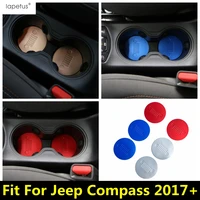 lapetus accessories fit for jeep compass 2017 2021 metal center seat water cup holder decoration pad molding cover kit trim