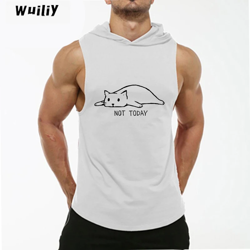 

Men'sAnimalsSleevelessHoodedCatGraphicHoodiesSweatshirtCottonTopLaHipHopCasualClothes