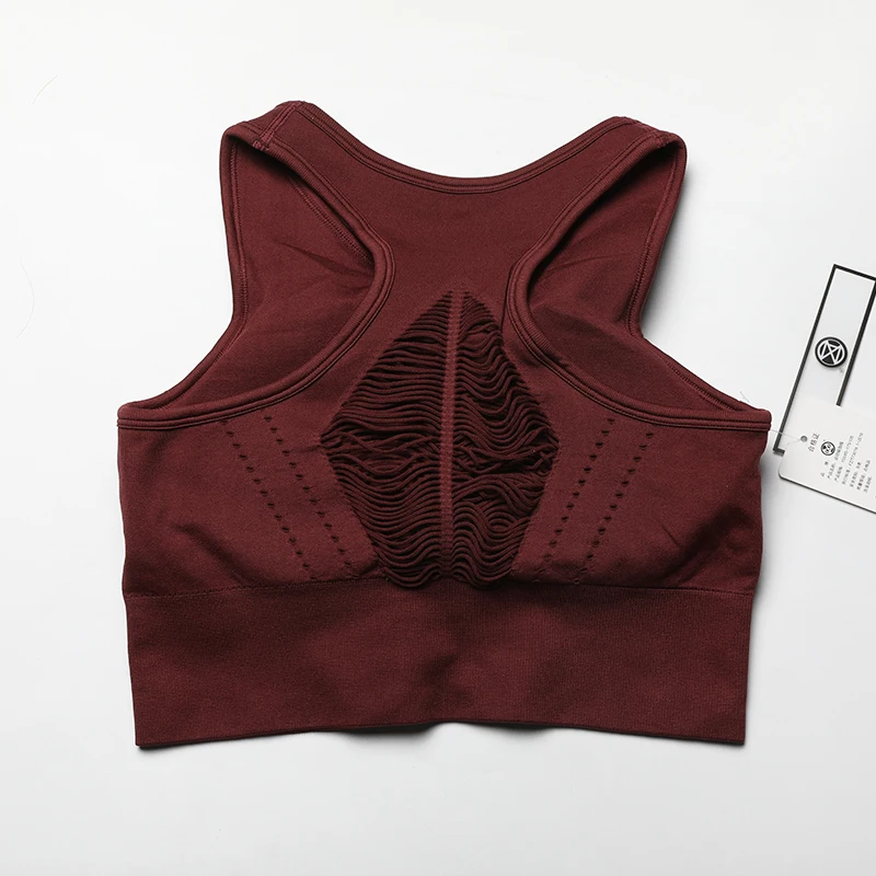 Seamless Yoga Bra with Removable Pads Skin Friendly Wearproof Breathable Fitness Sportswear BraTops Female