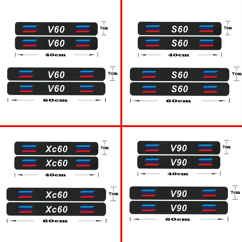

4PCS Car Door Sill Protection Stickers For Volvo XC90 XC60 S90 V90 XC60 S60 V60 S40 C30 S60L Car Tuning Accessories