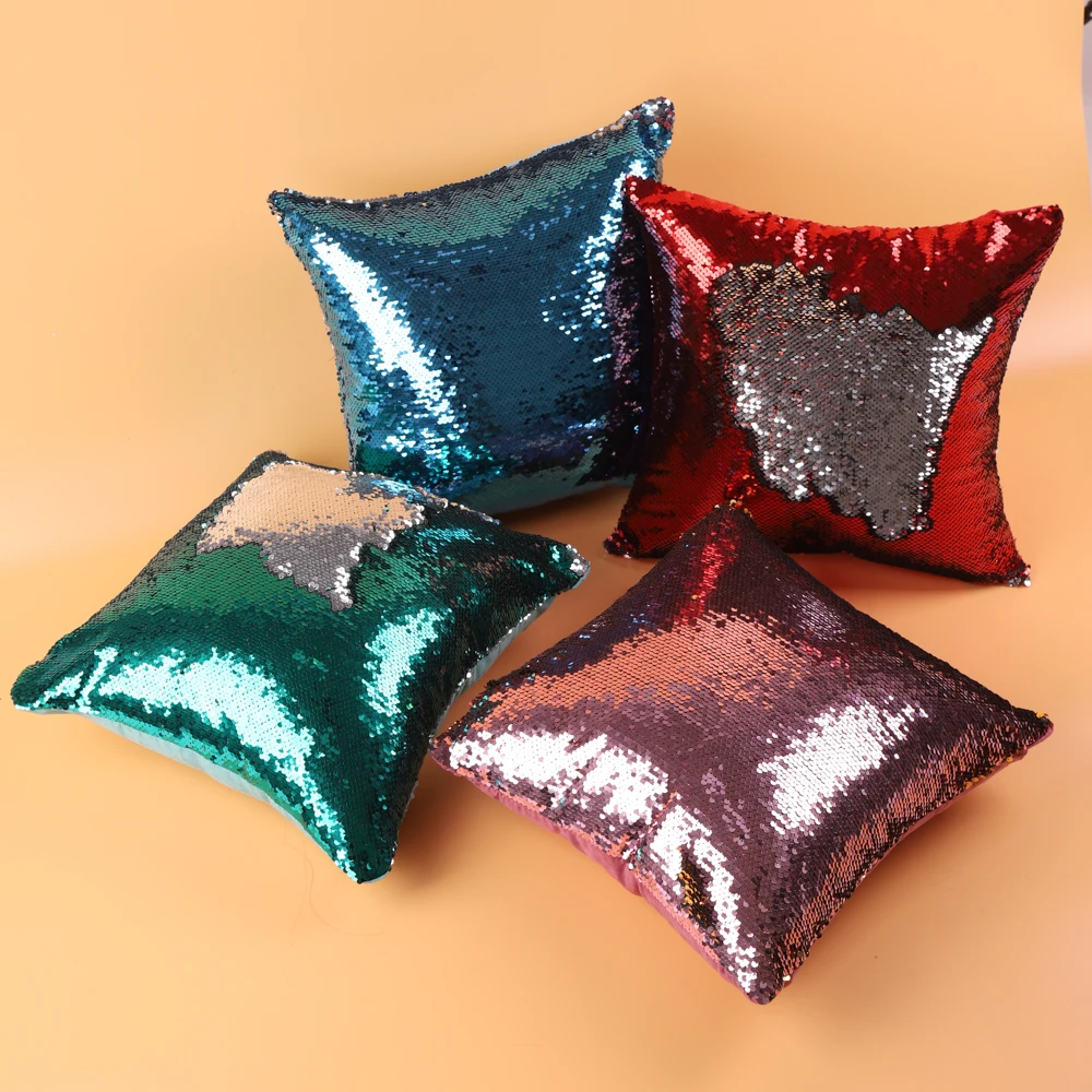 Magic Pillowcase Sequins Throw Pillow Mermaid 40*40cm Cushion Cover Decorative Reversible Sequin Pillowcover for Sofa | Дом и сад