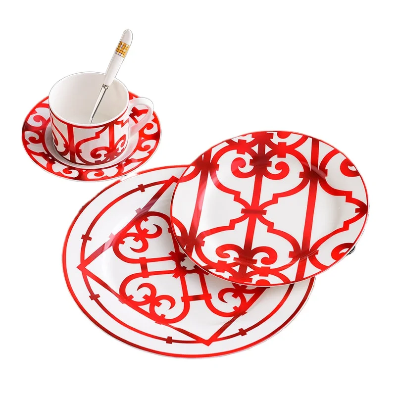 Красное железное окно Европейский Декор современные керамические тарелки в