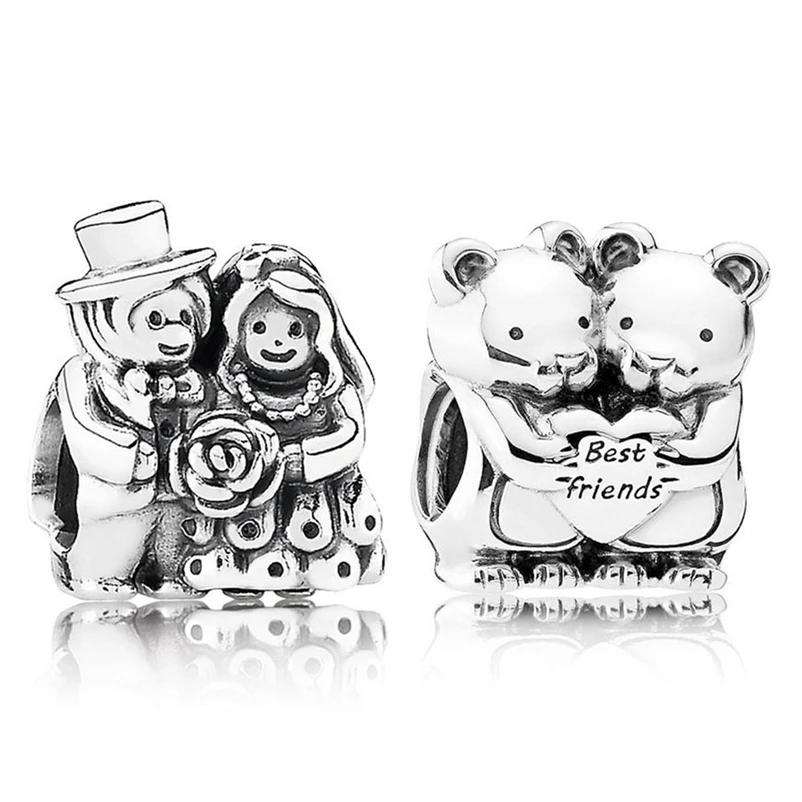 

Baofu 925 Стерлинговое серебро бусины лучший друг и свадебный брак Шарм подходит для оригинального женского браслета DIY ювелирные изделия