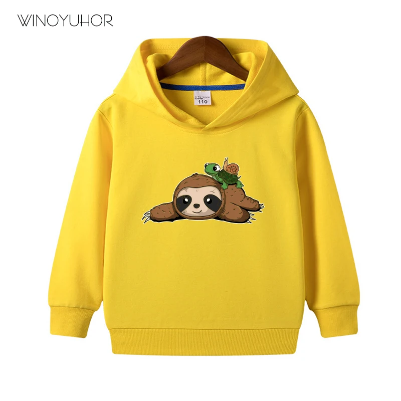Sudaderas con capucha para ni&ntilde;os y ni&ntilde;as, jerseys divertidos de corredores de marat&oacute;n, regalo de perezoso, Tortuga, Caracol, Tops de algod&oacute;n con Humor de dibujos animados, novedad de oto&ntilde;o-4
