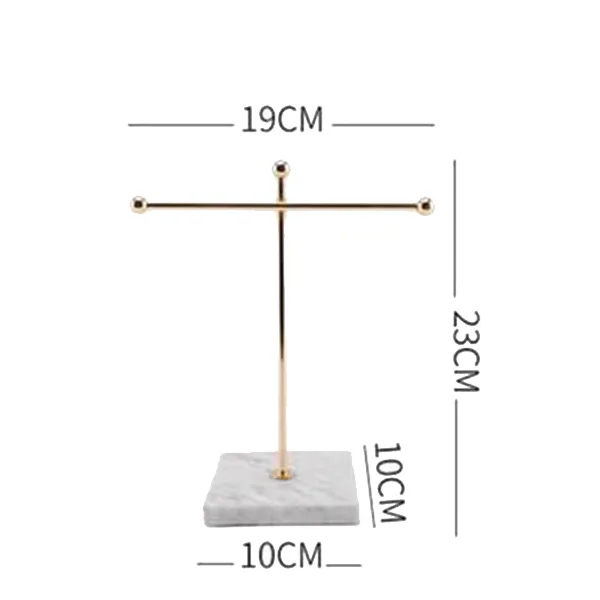 

2Pcs Marble Gold Support Rod Jewelry Necklace Stand Display Stand Ring Earring Storage Rack Bracelet Stand