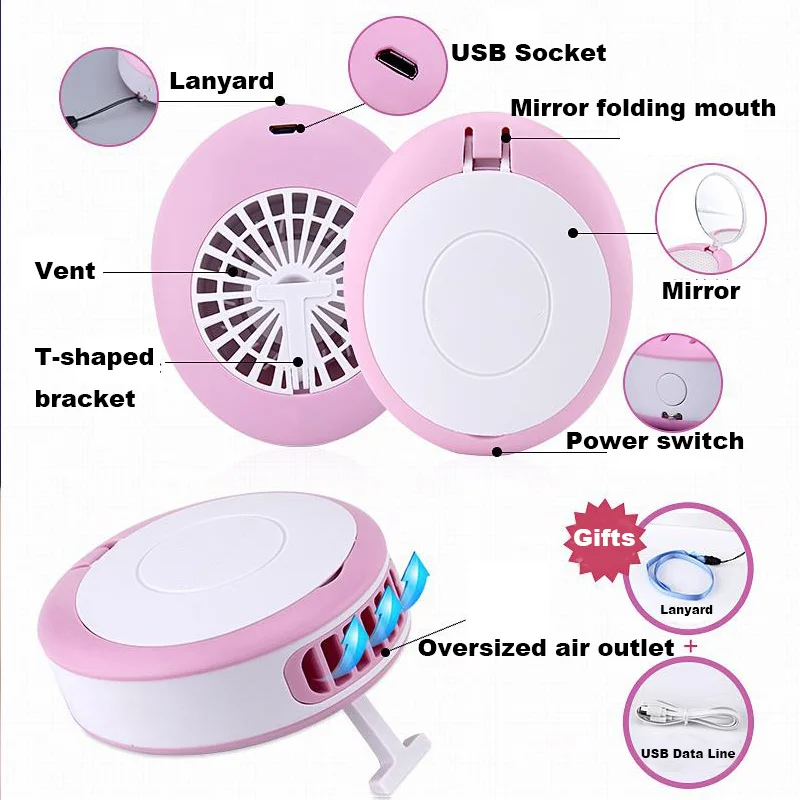 Мини вентилятор USB с зеркалом для накладных ресниц кондиционер Портативная