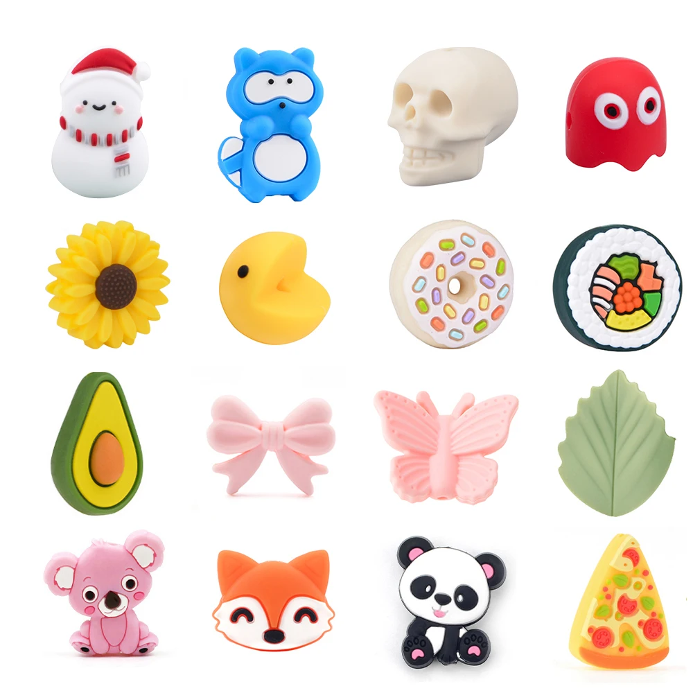 Силиконовые бусины LOFCA в виде животных без бисфенола для прорезывания зубов