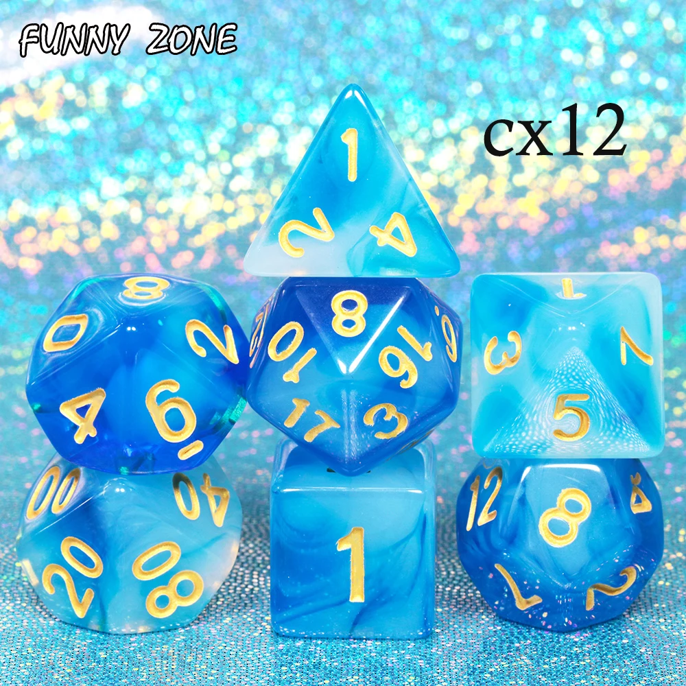 7 шт. многогранные прозрачные/полупрозрачные белые игральные кости|Кубики| |