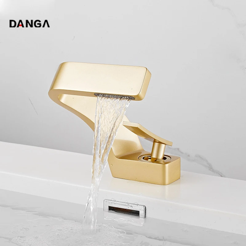 

Bathroom Faucet Waterfall Basin Sink Tap Hot and Cold Bath Mixer Brass Bathtub Faucet Light Luxury Household 1 Hole Water Tap