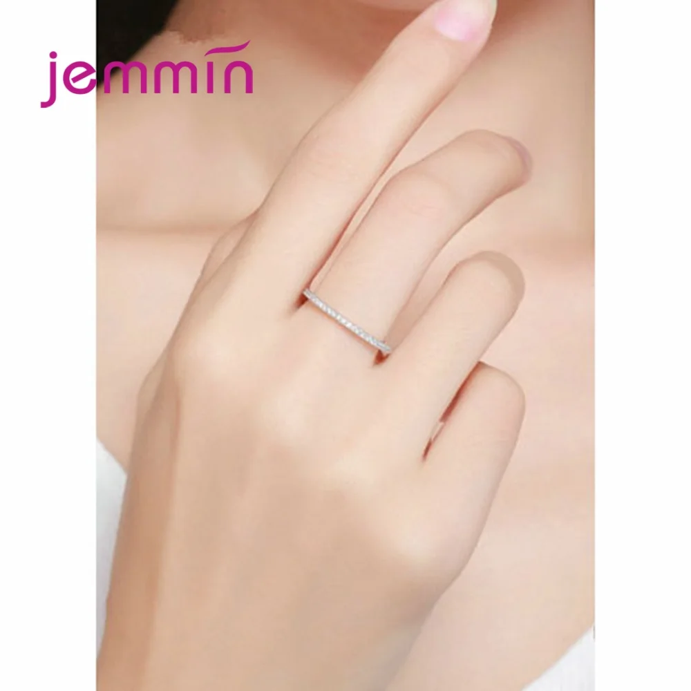 Simple Full Cubic Zircon Inlay Paved Round Circle Ring Fine Jewelry 925 Sterling Silver Brilliant Stackable Finger Accessories | Украшения