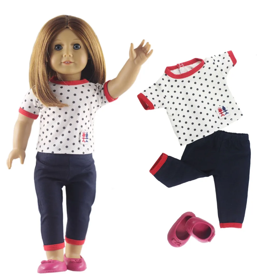 Комплект одежды для кукол 3 в 1 топ + штаны одна пара обуви американских 18 дюймов